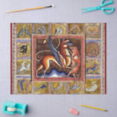 MEDIEVIG BESTIAIR, GRIFFIN EN WILDE BOAR,DIEREN TISSUEPAPIER (Craft)