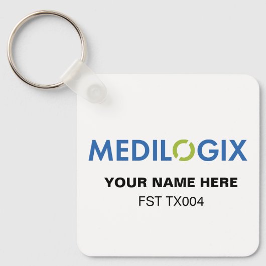 MEDILOGIX Sleutelhanger Vierkant Tekst Toevoegen (Voorkant)