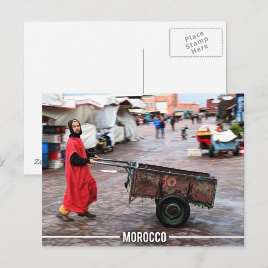 Medina of Marrakesh - Marrakesh Souk, Marokko Briefkaart (Voorkant / Achterkant)