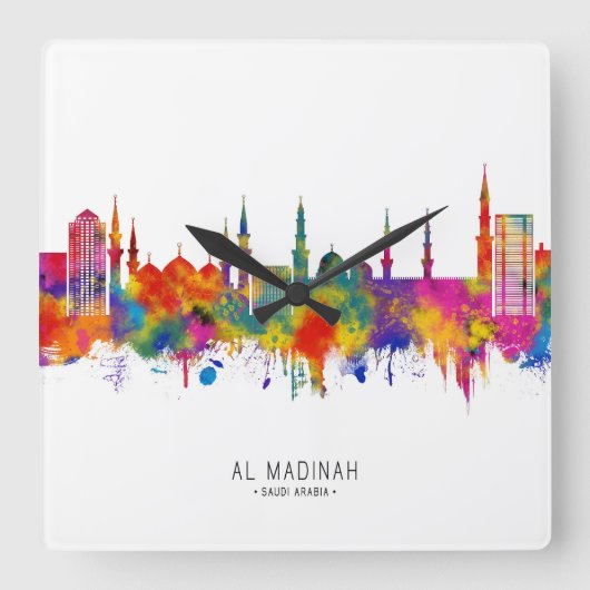 Medina Saudi-Arabië Skyline Vierkante Klok (Voorkant)