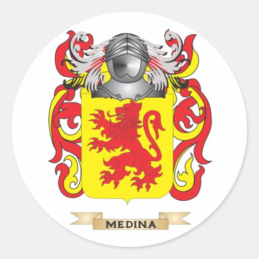 Medina Wapen (Familie Crest) Ronde Sticker (Voorkant)