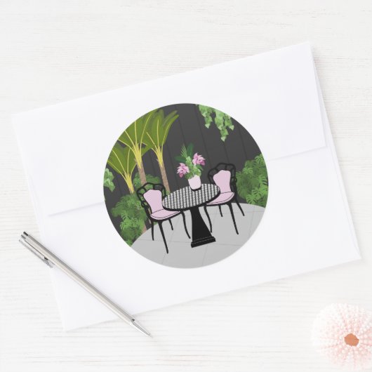 Medinilla Tuin Binnenplaats Ronde Sticker (Envelop)