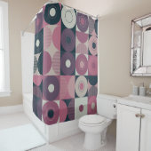 Medio-eeuw geometrisch: abstract kleurrijk patroon douchegordijn (In situ)