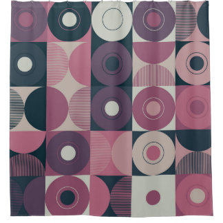 Medio-eeuw geometrisch: abstract kleurrijk patroon douchegordijn