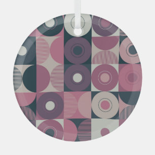 Medio-eeuw geometrisch: abstract kleurrijk patroon glas ornament