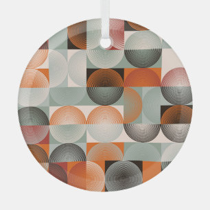 Medio-eeuw geometrisch, abstract kleurrijk patroon glas ornament