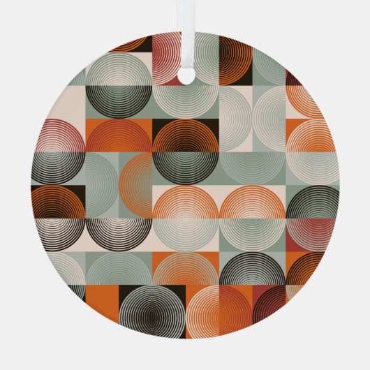 Medio-eeuw geometrisch, abstract kleurrijk patroon glas ornament (Achterkant)