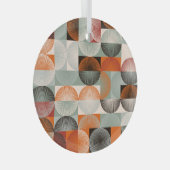 Medio-eeuw geometrisch, abstract kleurrijk patroon glas ornament (Voorkant Rechts)