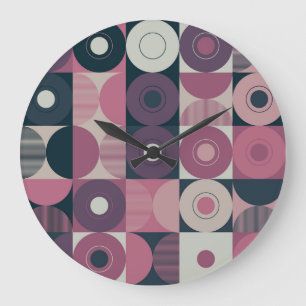 Medio-eeuw geometrisch: abstract kleurrijk patroon grote klok
