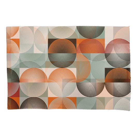 Medio-eeuw geometrisch, abstract kleurrijk patroon kussensloop (Voorkant)