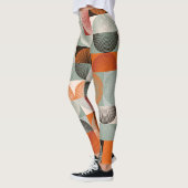 Medio-eeuw geometrisch, abstract kleurrijk patroon leggings (Links)
