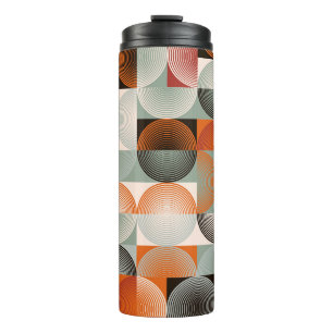 Medio-eeuw geometrisch, abstract kleurrijk patroon thermosbeker
