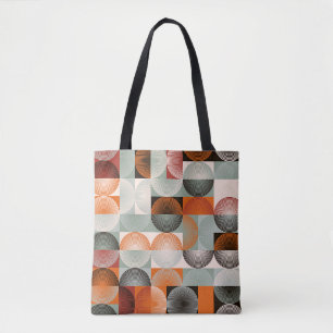 Medio-eeuw geometrisch, abstract kleurrijk patroon tote bag