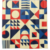 Medio eeuw geometrisch: funky retro patroon. douchegordijn (Voorkant)