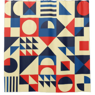 Medio eeuw geometrisch: funky retro patroon. douchegordijn