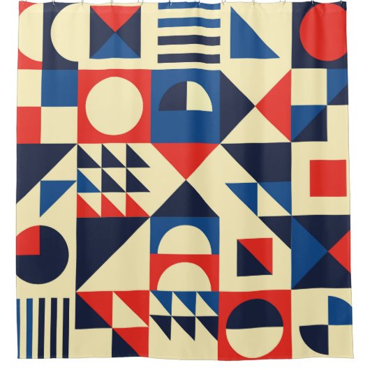 Medio eeuw geometrisch: funky retro patroon. douchegordijn (Voorkant)