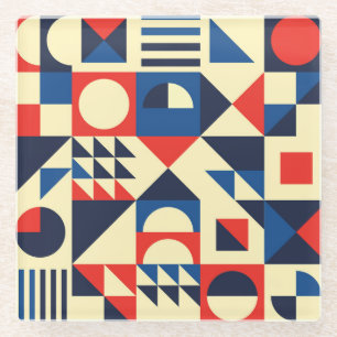 Medio eeuw geometrisch: funky retro patroon. glazen onderzetter
