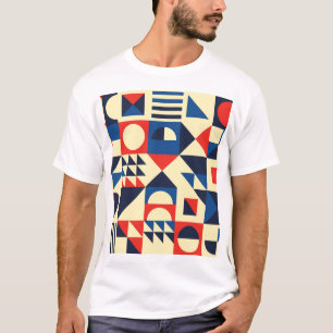 Medio eeuw geometrisch: funky retro patroon. t-shirt