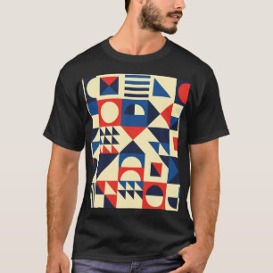 Medio eeuw geometrisch: funky retro patroon. t-shirt