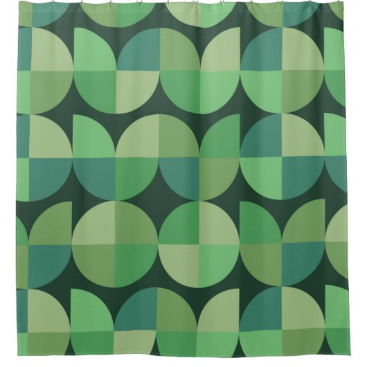 Medio eeuw geometrisch groen Blauwgroen patroon Douchegordijn (Voorkant)