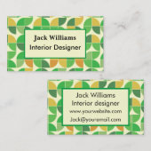 Medio eeuw Geometrische Bloemen Groene Douane Visitekaartje (Voorkant / Achterkant)