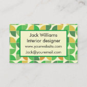 Medio eeuw Geometrische Bloemen Groene Douane Visitekaartje (Achterkant)