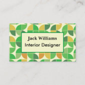 Medio eeuw Geometrische Bloemen Groene Douane Visitekaartje (Voorkant)