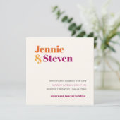 Medio Eeuw Geometrische Floral Paarse Oranje bruil Kaart (Staand voorkant)