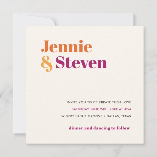 Medio Eeuw Geometrische Floral Paarse Oranje bruil Kaart (Voorkant)