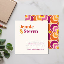 Medio Eeuw Geometrische Floral Paarse Oranje bruil