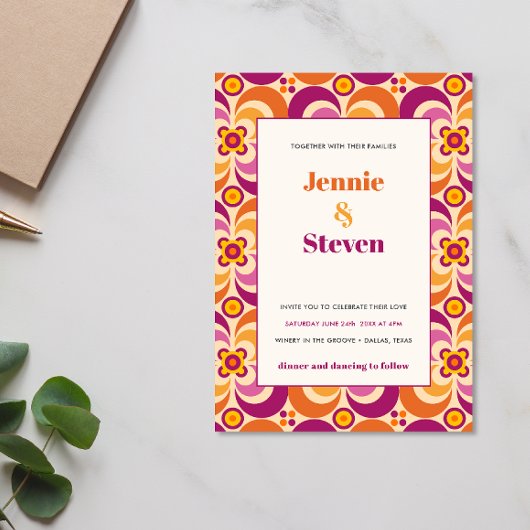 Medio eeuw geometrische moderne Paarse Oranje brui Kaart