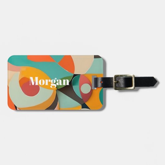 Medio eeuw Modern Art Monogram of naam, geometrisc Bagagelabel (Voorkant horizontaal)