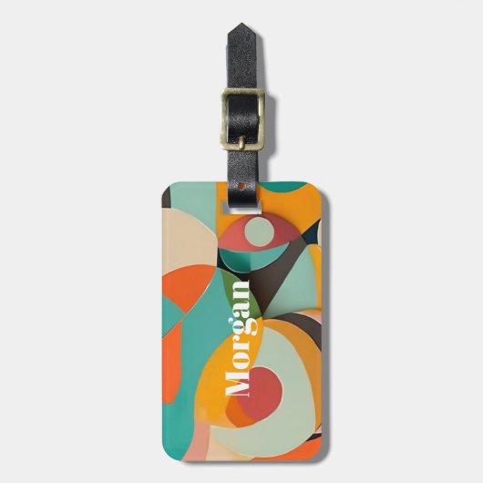 Medio eeuw Modern Art Monogram of naam, geometrisc Bagagelabel (Voorkant verticaal)