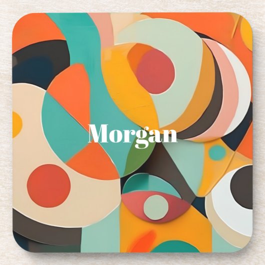 Medio eeuw Modern Art Monogram of naam, geometrisc Bier Onderzetter (Voorkant)