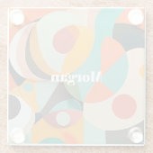 Medio eeuw Modern Art Monogram of naam, geometrisc Glazen Onderzetter (Achterkant)