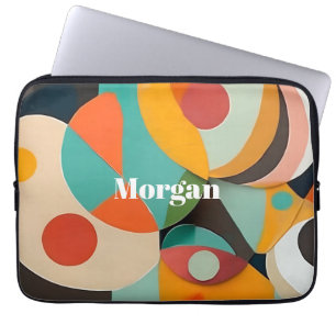Medio eeuw Modern Art Monogram of naam, geometrisc Laptop Sleeve