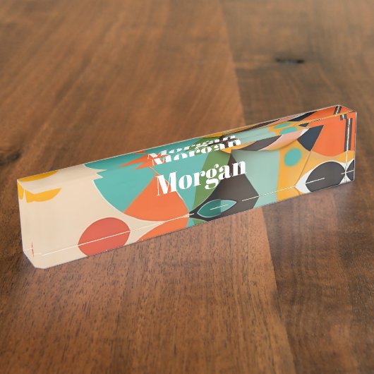 Medio eeuw Modern Art Monogram of naam, geometrisc Naambordje (Zijkant)