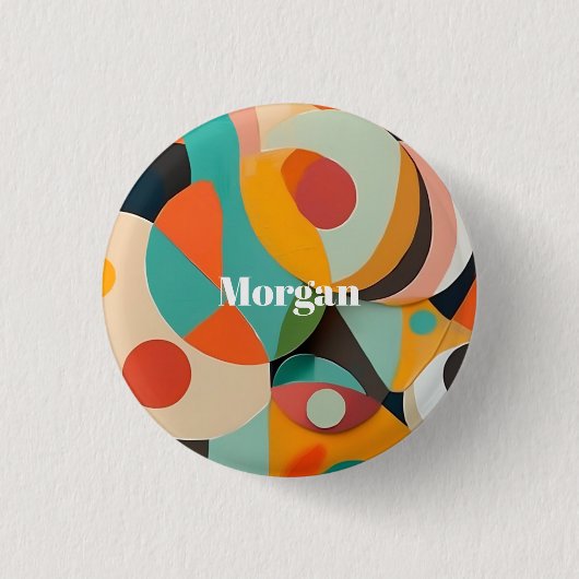 Medio eeuw Modern Art Monogram of naam, geometrisc Ronde Button 3,2 Cm (Voorkant)
