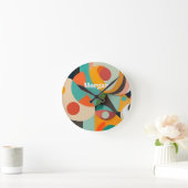 Medio eeuw Modern Art Monogram of naam, geometrisc Ronde Klok (Huis)