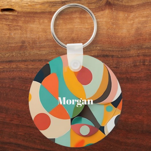 Medio eeuw Modern Art Monogram of naam, geometrisc Sleutelhanger (Voorkant)