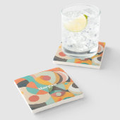 Medio eeuw Modern Art Monogram of naam, geometrisc Stenen Onderzetter (Zijkant)