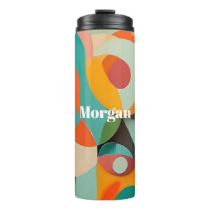 Medio eeuw Modern Art Monogram of naam, geometrisc Thermosbeker