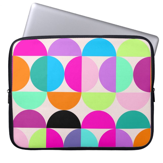 Medio eeuw Modern Geometrisch Kleurrijk Patroon Laptop Sleeve (Voorkant)