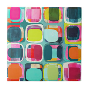 Medio eeuw Modern Geometrisch Kleurrijk Patroon Tegeltje