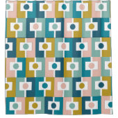 Medio-eeuw modern rektangel geometrisch patroon douchegordijn (Voorkant)