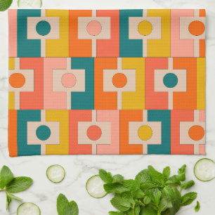 Medio-eeuw modern rektangel geometrisch patroon theedoek