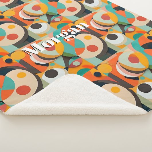 Medio eeuw moderne kunst, naam of monogram geometr sherpa deken (3/4)