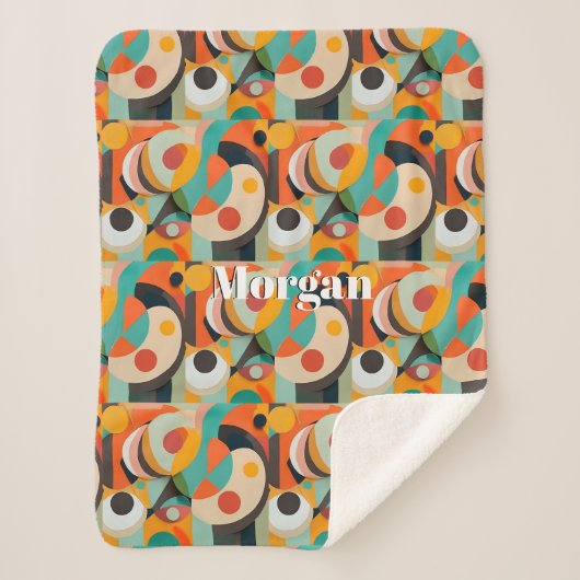 Medio eeuw moderne kunst, naam of monogram geometr sherpa deken (Voorkant)