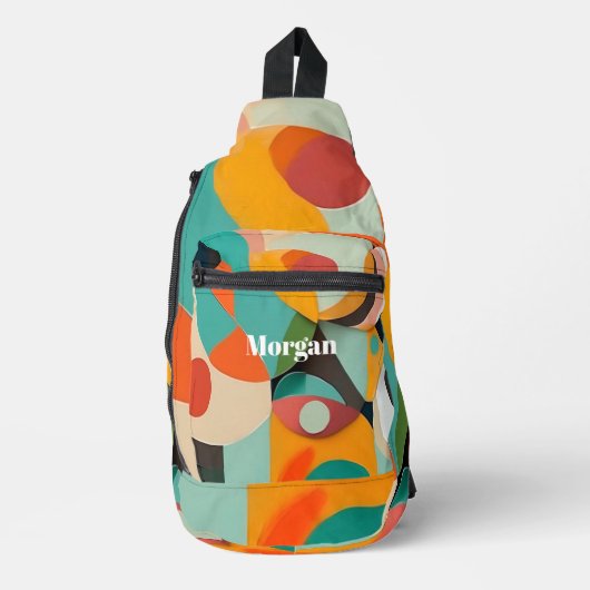 Medio eeuw moderne kunst, naam of monogram geometr sling bag (Voorkant)