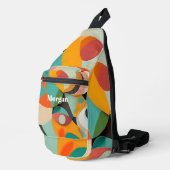 Medio eeuw moderne kunst, naam of monogram geometr sling bag (Rechterhoek)